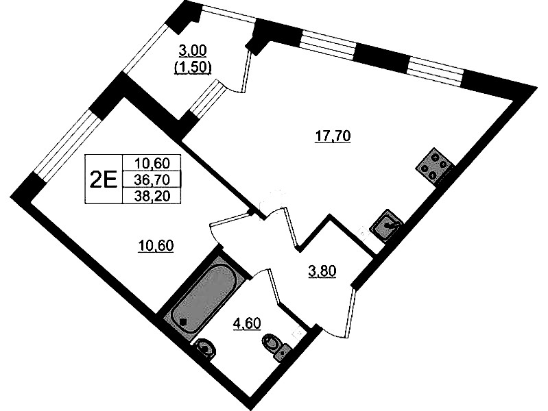 1-комнатная квартира 38.2 м², 1/4 эт., ЖК «Пулковский дом»